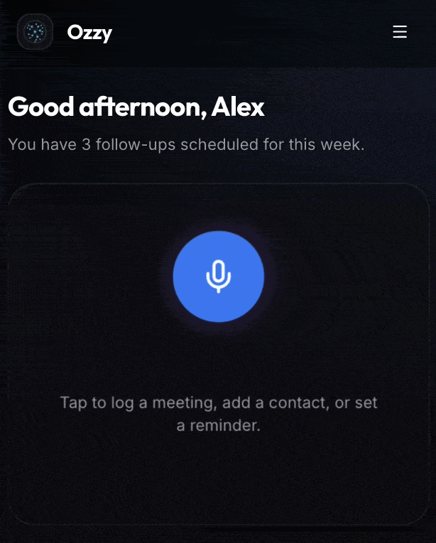 Ozzy voice recording: log an interaction by speaking